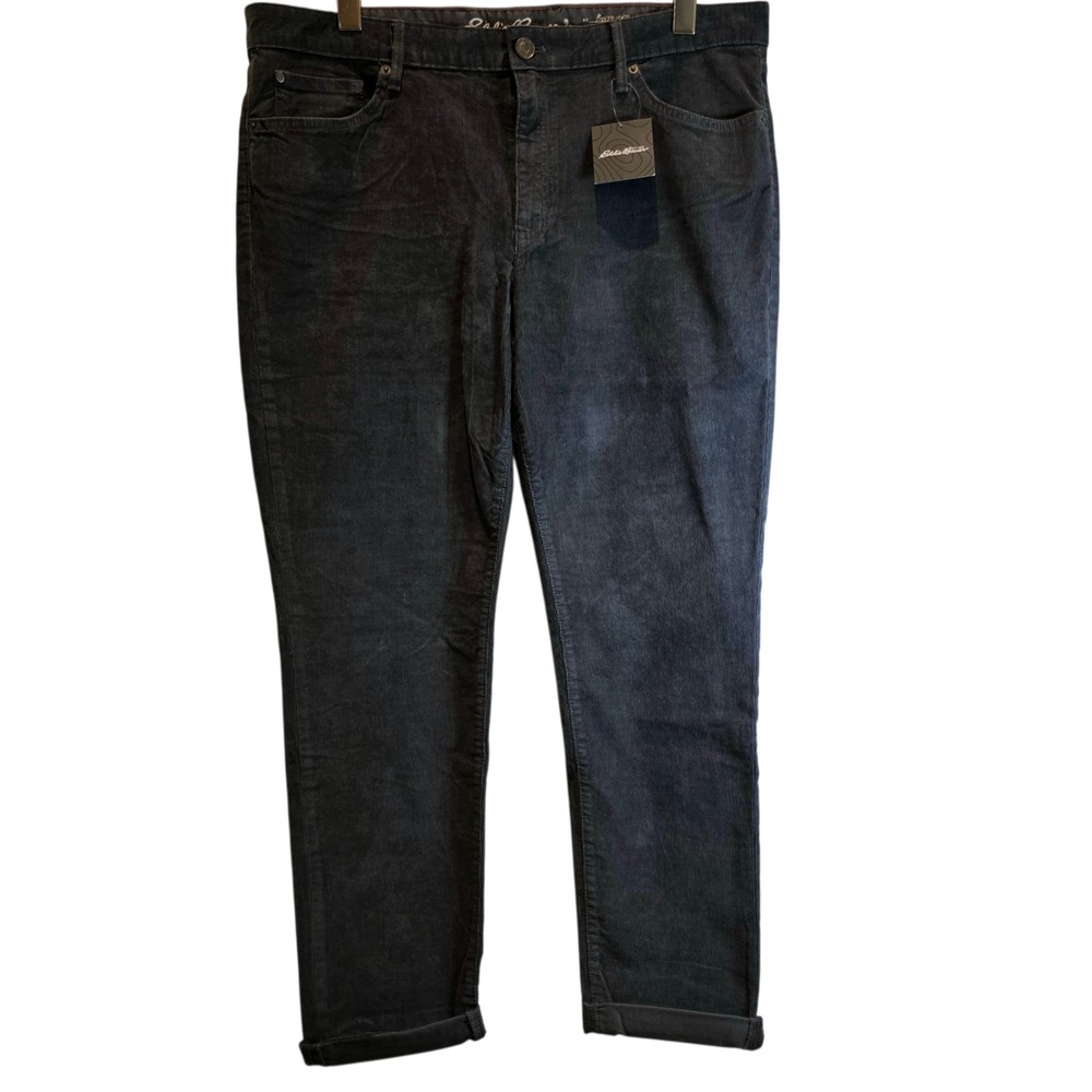 Eddie‎ Bauer Corduroy Pants Boyfriend Slim Tapered Sz 16 Dark Gray Cotton Jeans